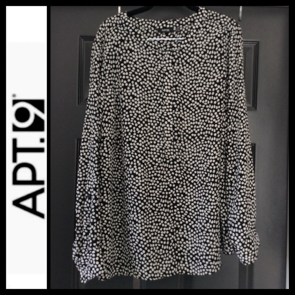 Apt 9 Plus Size Rolled Cuff Dot Print Blouse